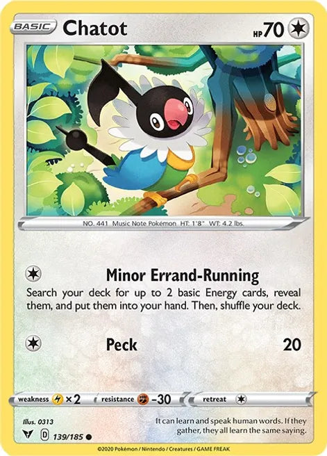 Pokemon TCG - VIVID VOLTAGE - 139/185 - CHATOT - Common