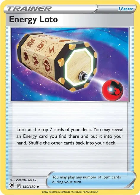 Pokemon TCG - ENERGY LOTO - REVERSE HOLO - 140/189 - ASTRAL RADIANCE - TRAINER - UNCOMMON