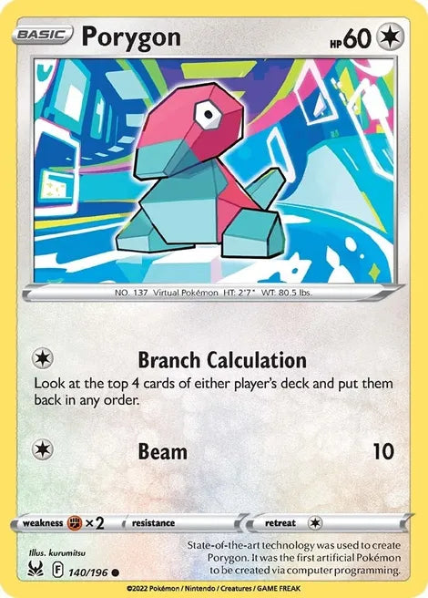 Pokemon TCG - LOST THUNDER - 140/196 - PORYGON - Common