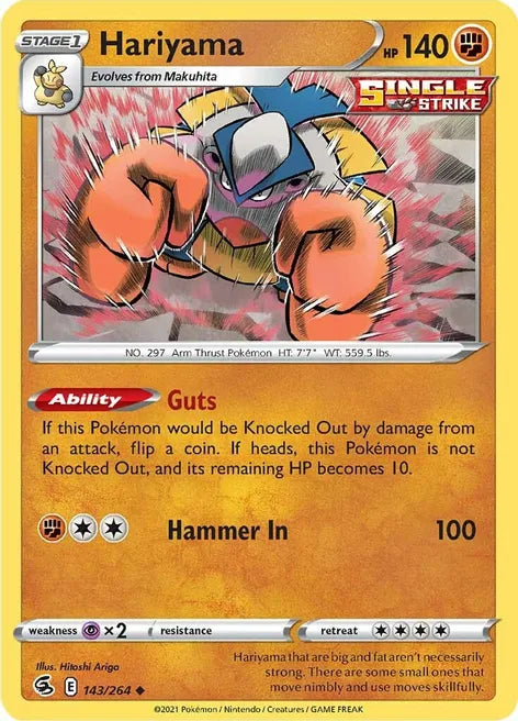 Pokemon TCG - FUSION STRIKE - 143/264 - HARIYAMA - Uncommon