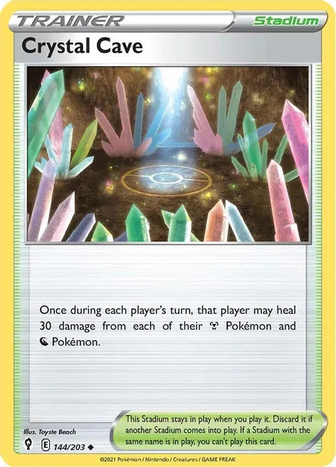 Pokemon TCG - EVOLVING SKIES - 144/203 - CRYSTAL CAVE - Reverse Holo - Trainer