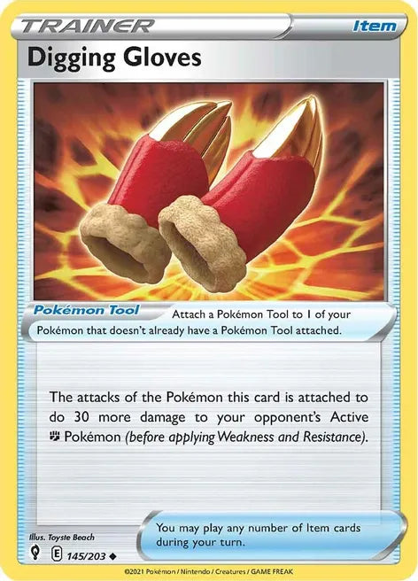 Pokemon TCG - EVOLVING SKIES - 145/203 - DIGGING GLOVES - Trainer