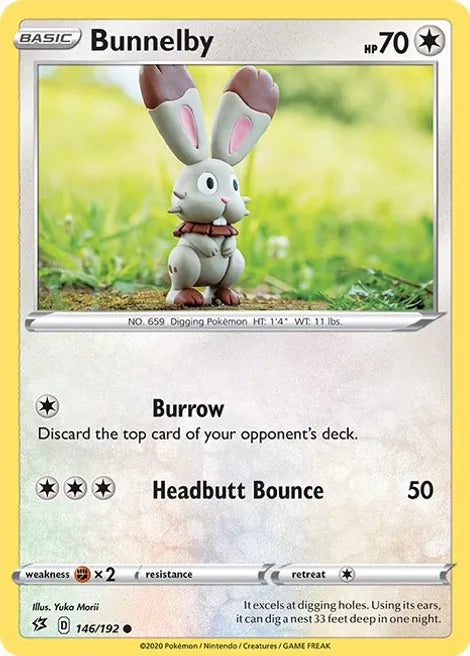 Pokemon TCG - REBEL CLASH - 146/192 - BUNNELBY - Reverse Holo - Common