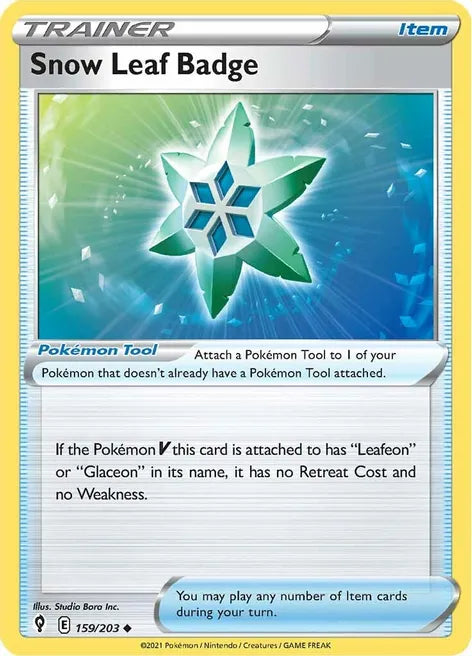 Pokemon TCG - EVOLVING SKIES - 159/203 - SNOW LEAF BADGE - Trainer