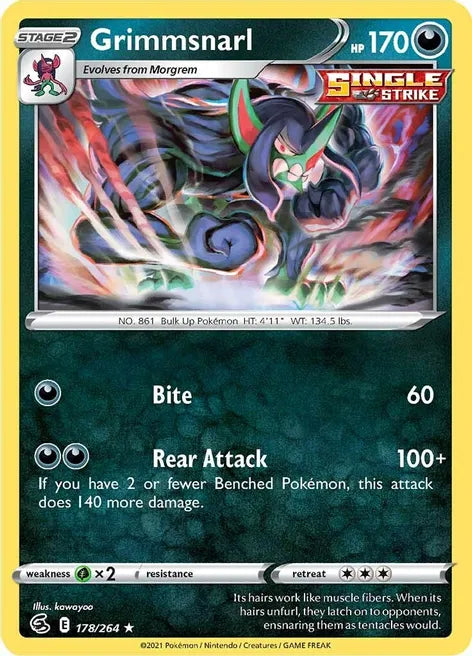 Pokemon TCG - FUSION STRIKE - 178/264 - GRIMMSNARL - Reverse Holo - Rare