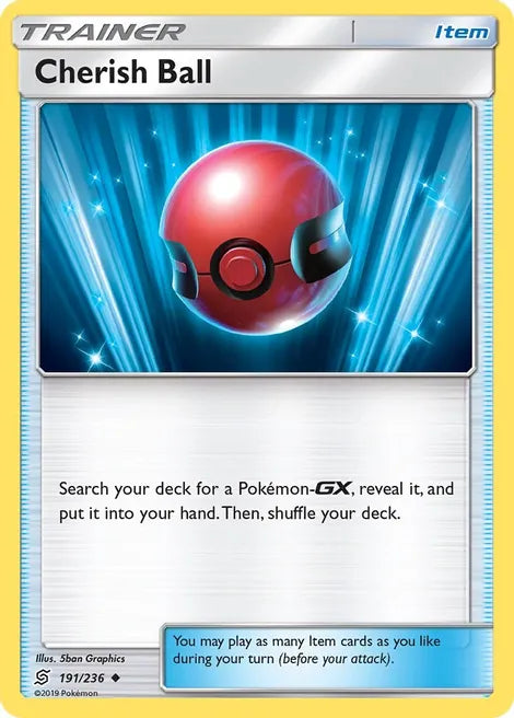 Pokemon TCG - UNIFIED MINDS - 191/236 - CHERISH BALL - Reverse Holo - Trainer