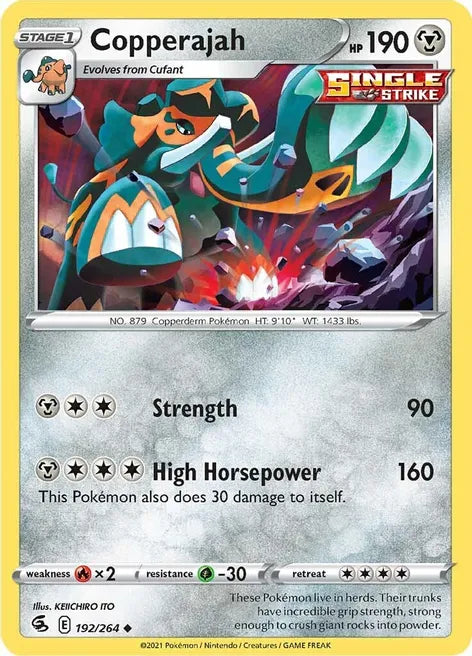 Pokemon TCG - FUSION STRIKE - 192/264 - COPPERAJAH - Reverse Holo - Uncommon