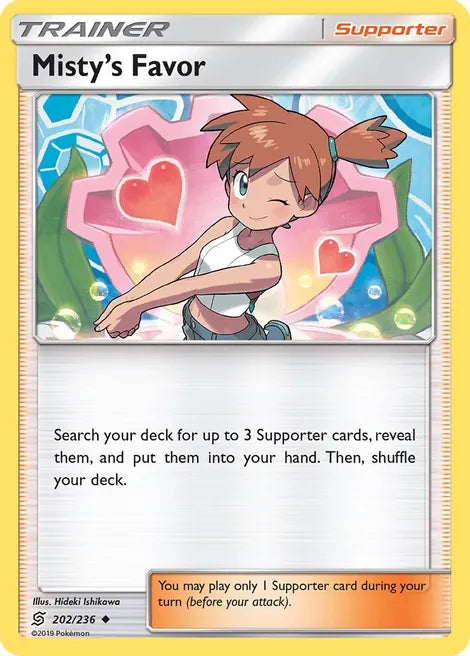 Pokemon TCG - UNIFIED MINDS - 202/236 - MISYT`S FAVOR - Reverse Holo - Trainer