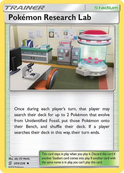 Pokemon TCG - UNIFIED MINDS - 205/236 - POKEMON RESEARCH LAB - Reverse Holo - Trainer