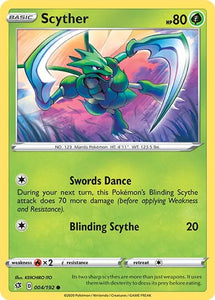 Pokemon TCG - REBEL CLASH - 004/192 - SCYTHER - Reverse Holo - Common