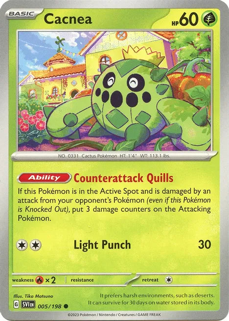 Pokemon TCG - SCARLET & VIOLET - 005/198 - CACNEA - Reverse Holo - Common