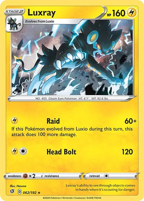 Pokemon TCG - REBEL CLASH - 062/192 - LUXRAY - Holographic - Rare