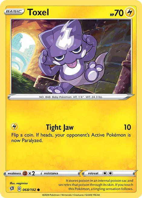 Pokemon TCG - REBEL CLASH - 068/192 - TOXEL - Reverse Holo - Common