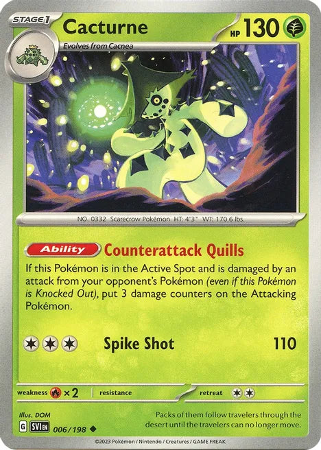 Pokemon TCG - SCARLET & VIOLET - 006/198 - CACTURNE - Uncommon