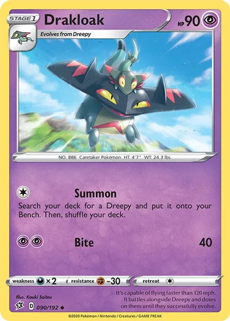 Pokemon TCG - REBEL CLASH - 090/192 - DRAKLOAK - Reverse Holo - Uncommon