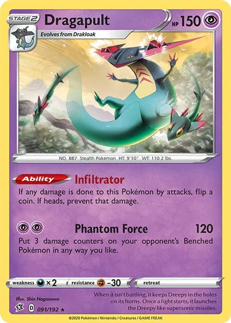 Pokemon TCG - REBEL CLASH - 091/192 - DRAGAPULT - Holographic - Rare