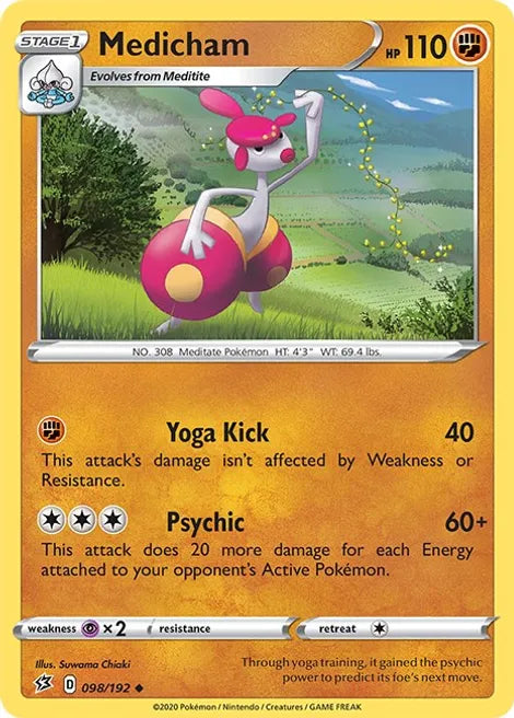 Pokemon TCG - REBEL CLASH - 098/192 - MEDICHAM - Uncommon